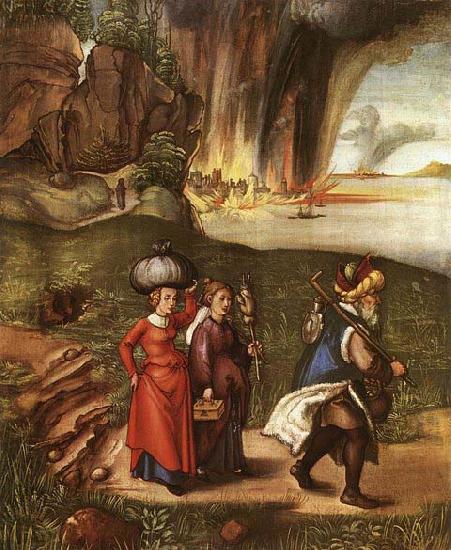 Albrecht Durer Lot Fleeing with his Daughters from Sodom oil painting picture